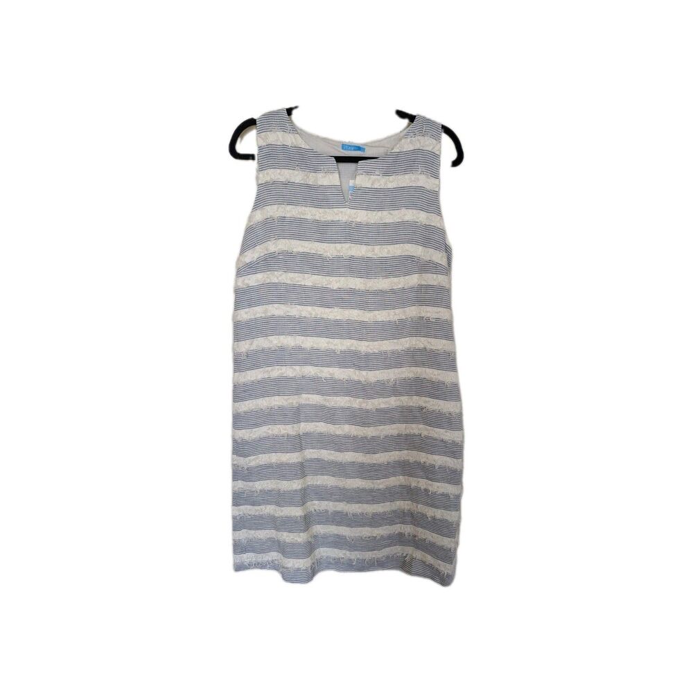 J. McLaughlin Arroyo Fringe Striped Mini Casual Dress Size L NWT Summer Coastal